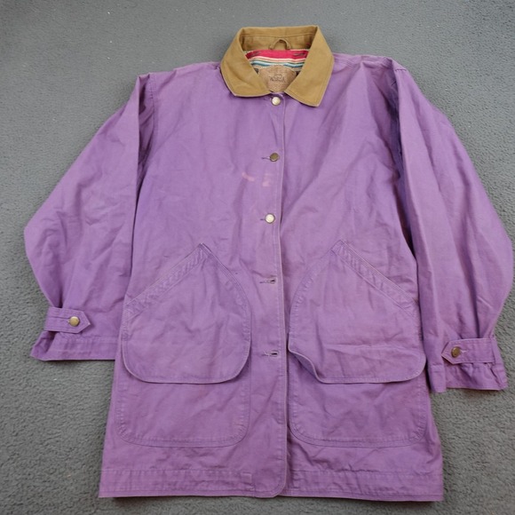 Vintage Woolrich Coat Mens Large Purple Canvas Southwestern Lined Overcoat 90s - Picture 2 of 11